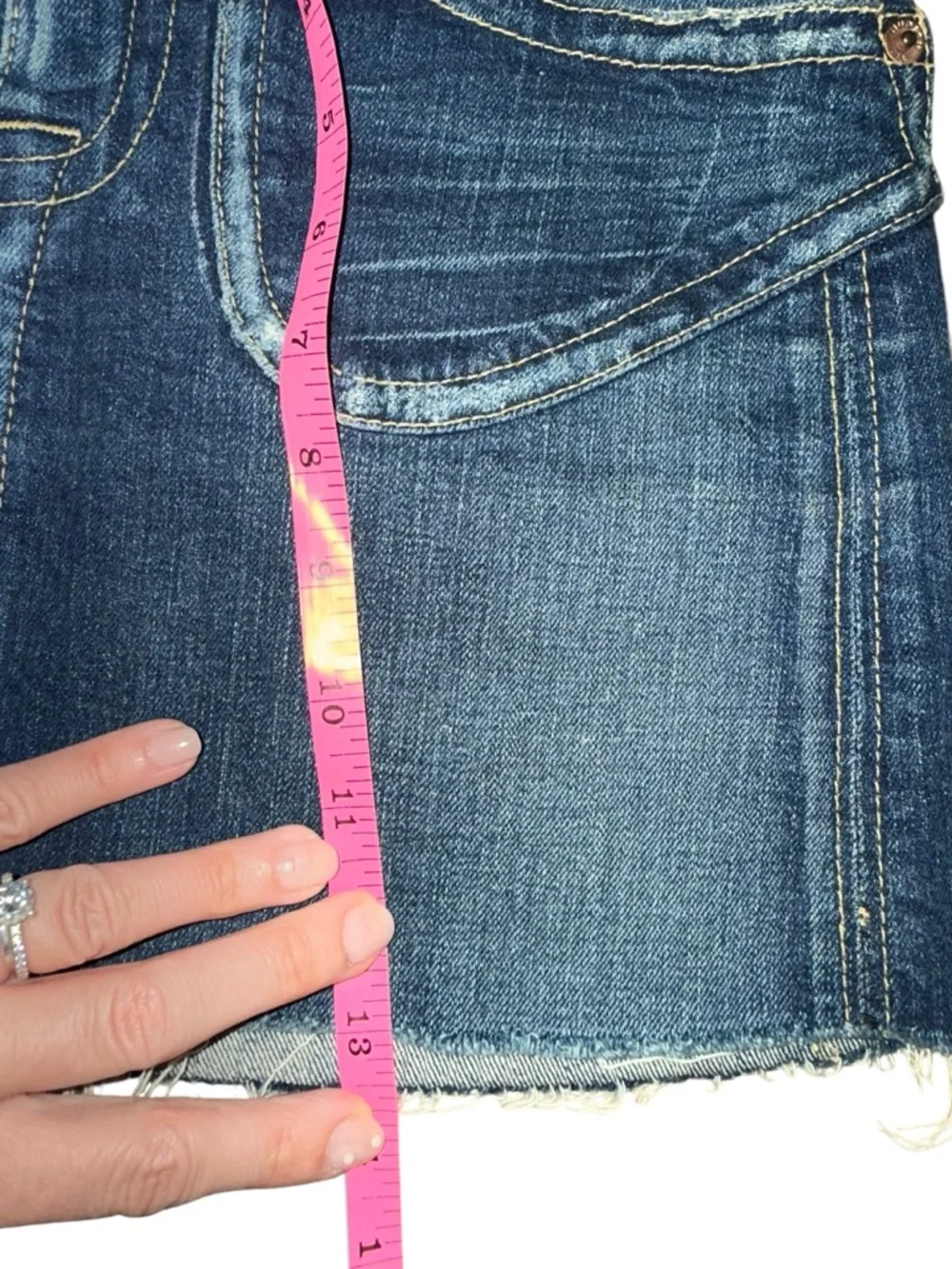 Hudson Jeans Dark Blue Denim Y2K Vintage Mini Skirt with Raw Hem